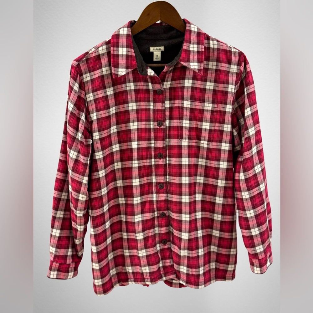 L.L. BEAN • Red & White Plaid Kids Button Down Shirt